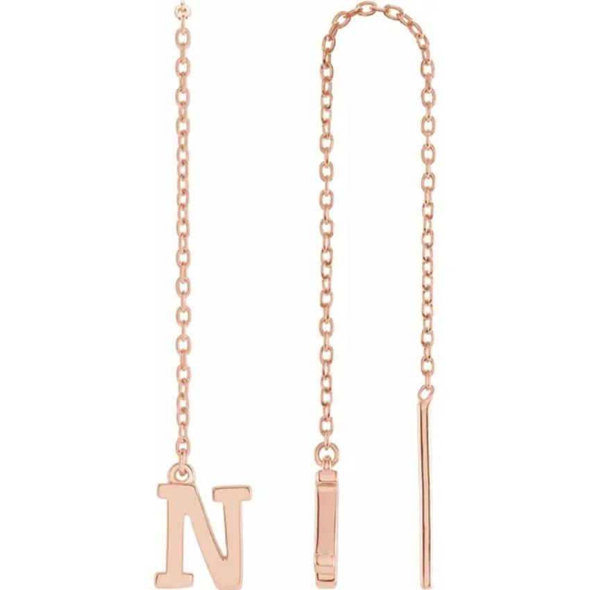 Rose Gold Initial Chain Earring