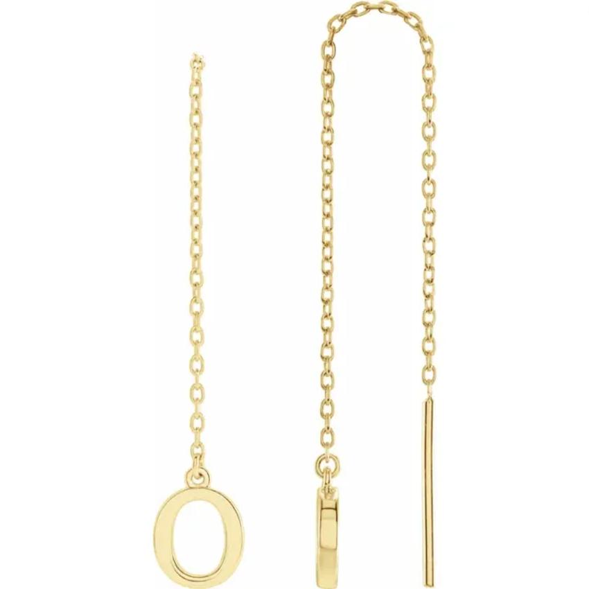 Yellow Gold Initial Chain Earring