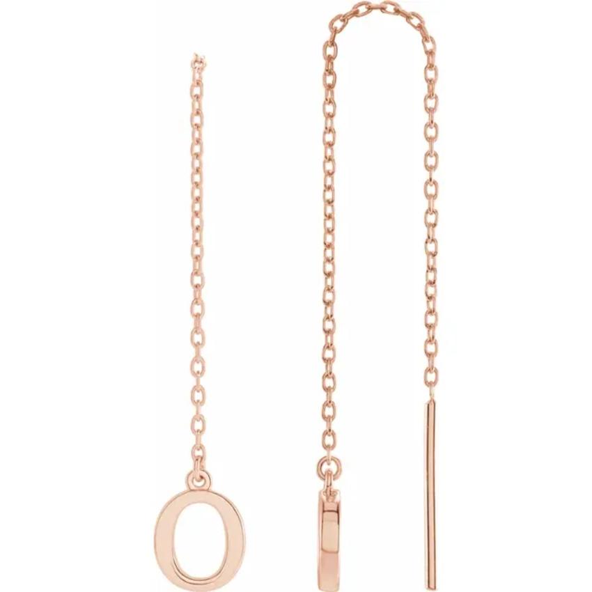 Rose Gold Initial Chain Earring