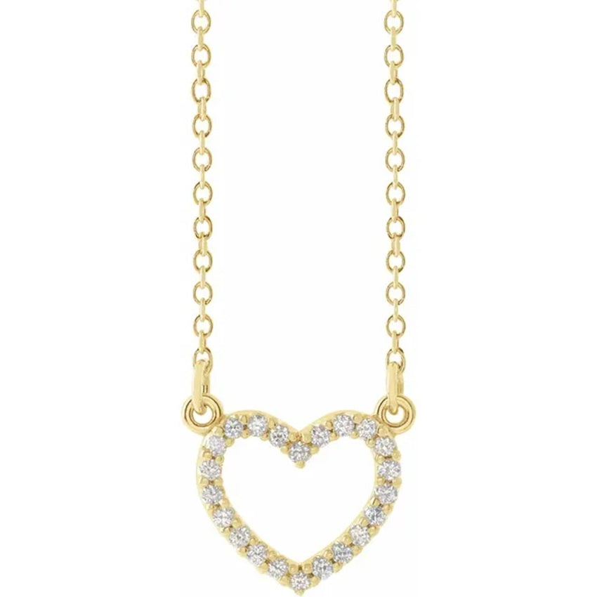 14K Yellow Gold Diamond Petite Heart Necklace