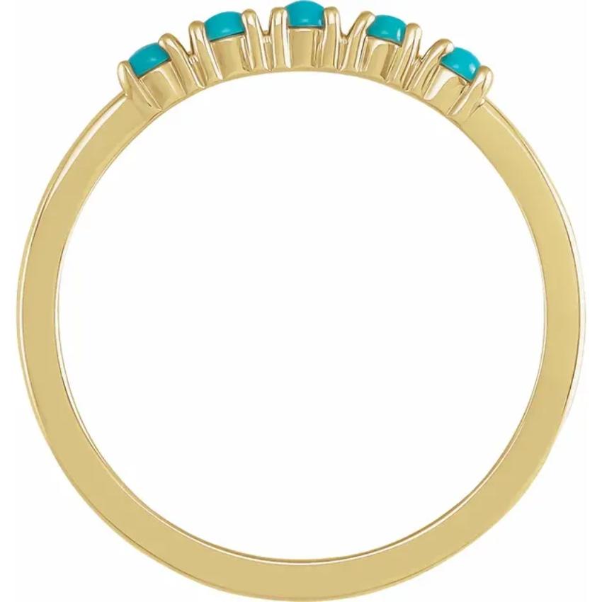 Yellow Gold Natural Turquoise Cabochon Stackable Ring