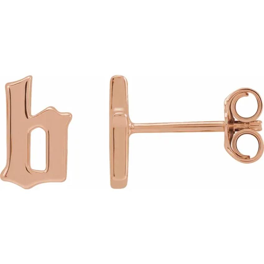 Rose Gold Gothic Initial Earring