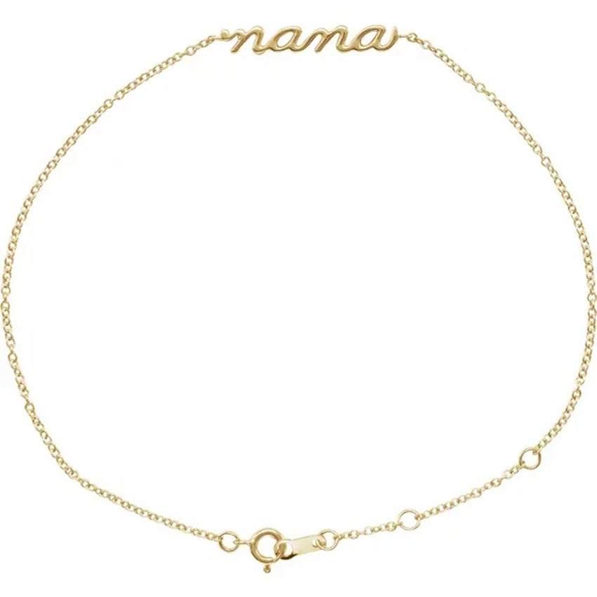 14K Yellow Gold Lowercase Script Nana Bracelet