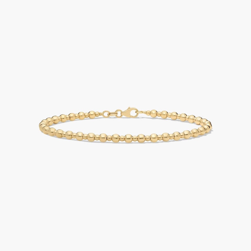 14K Gold Polished Beaded Chain Bracelet