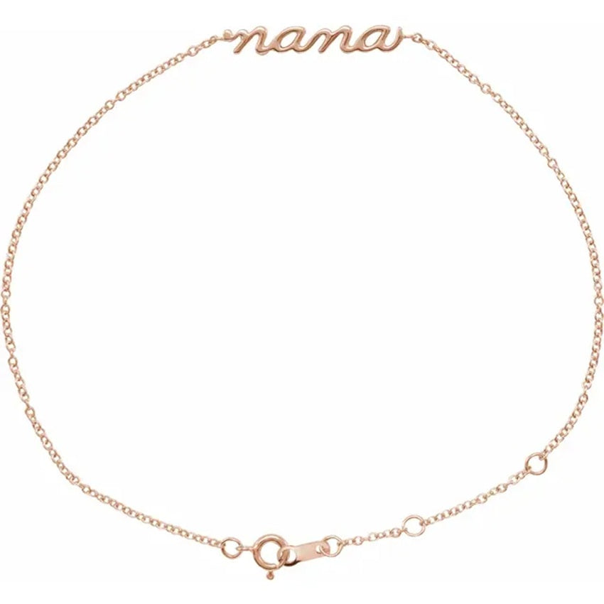 14K Rose Gold Lowercase Script Nana Bracelet