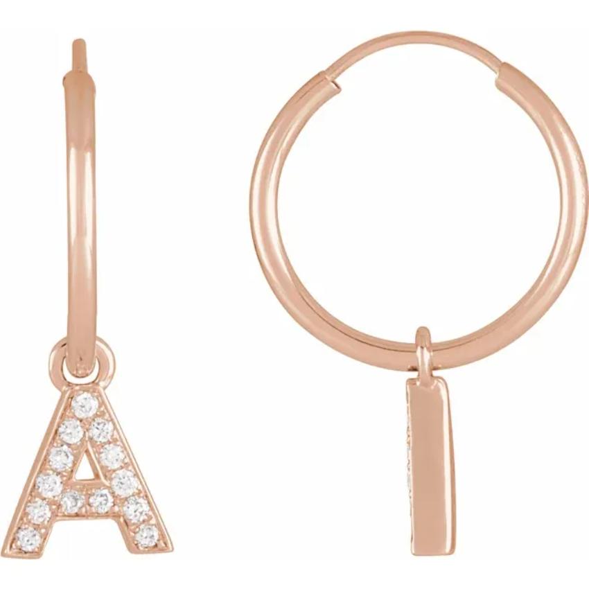 Rose Gold Diaomond Hoop Earring