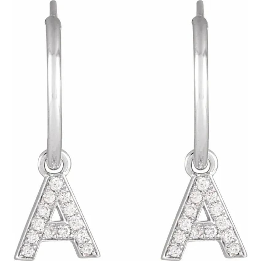 White Gold Diaomond Hoop Earring