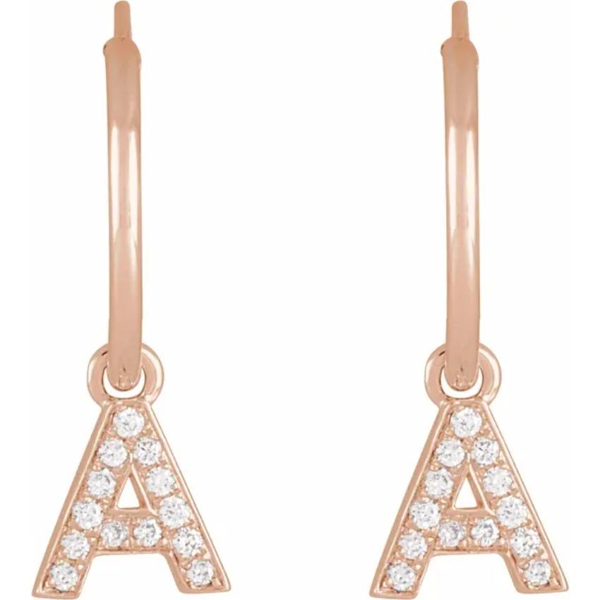 Rose Gold Diaomond Hoop Earring