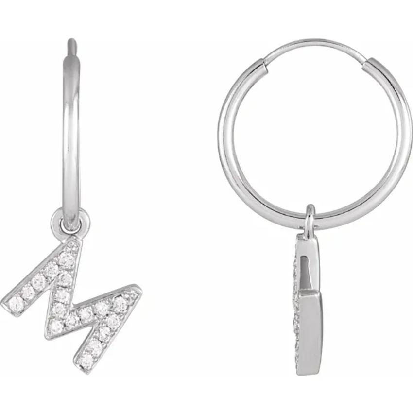 White Gold Diaomond Hoop Earring