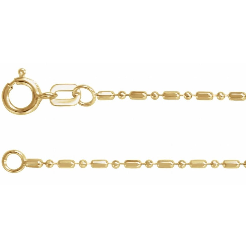 14K Yellow Gold Hollow Diamond-Cut Beaded Chain Bracelet