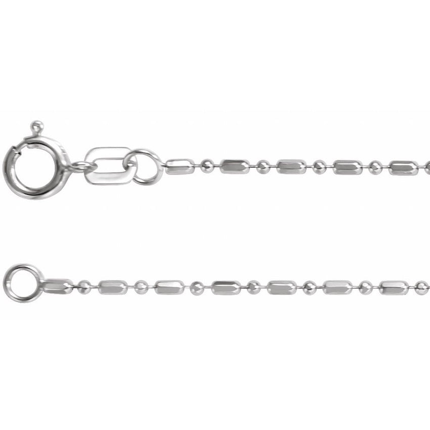 14K White Gold Hollow Diamond-Cut Beaded Chain Bracelet