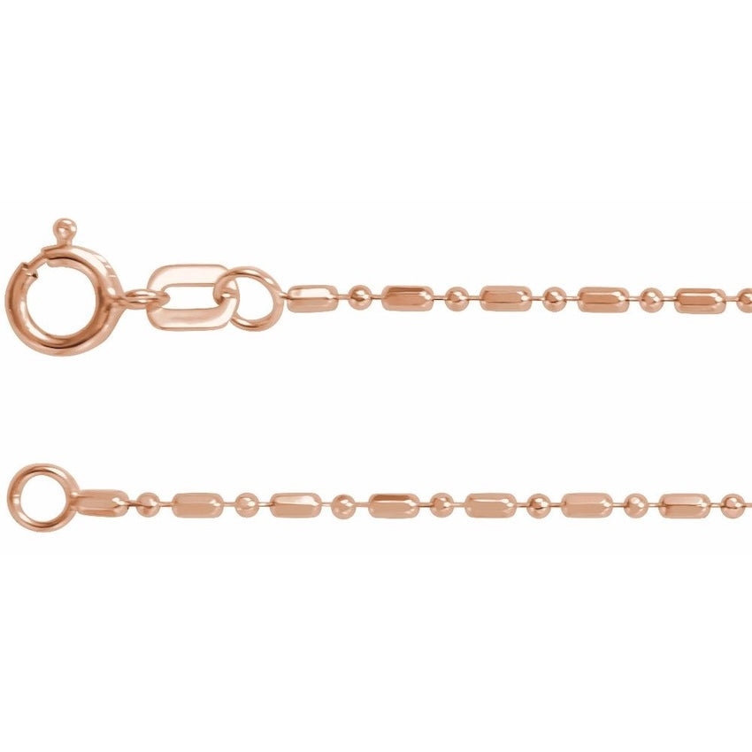 14K Rose Gold Hollow Diamond-Cut Beaded Chain Bracelet