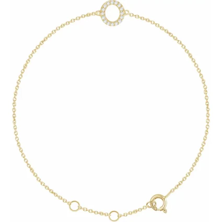 14K Yellow Gold 1/10 CTW Natural Diamond Initial Bracelet
