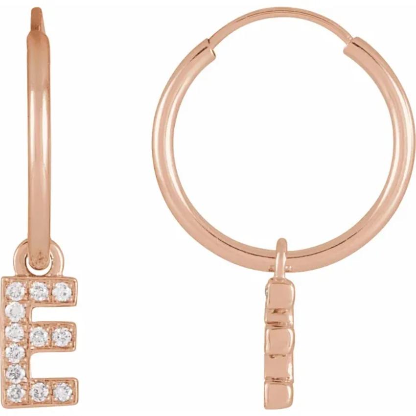 Rose Gold Diaomond Hoop Earring