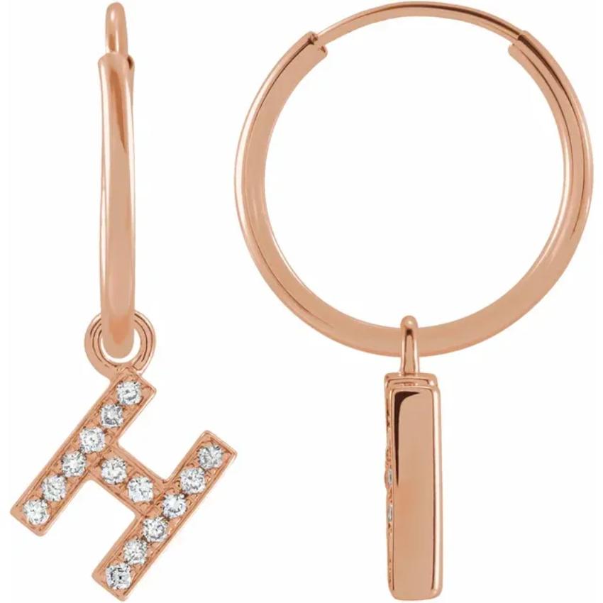 Rose Gold Diaomond Hoop Earring