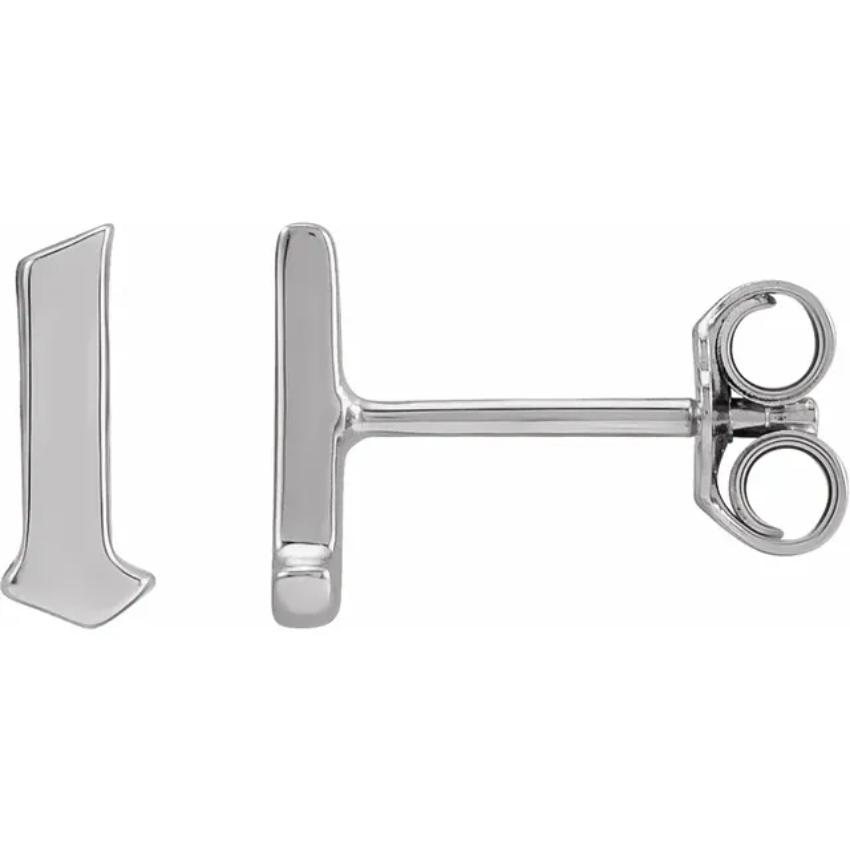 White Gold Gothic Initial Earring