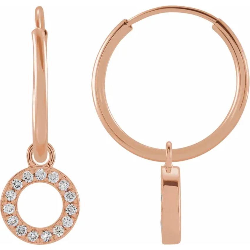 Rose Gold Diaomond Hoop Earring