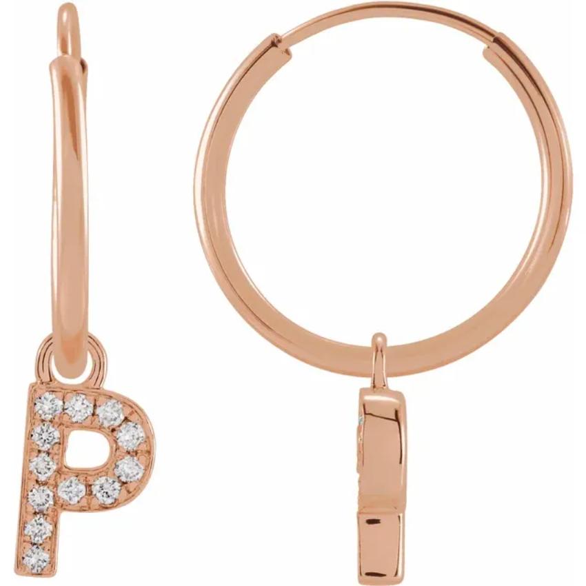 Rose Gold Diaomond Hoop Earring
