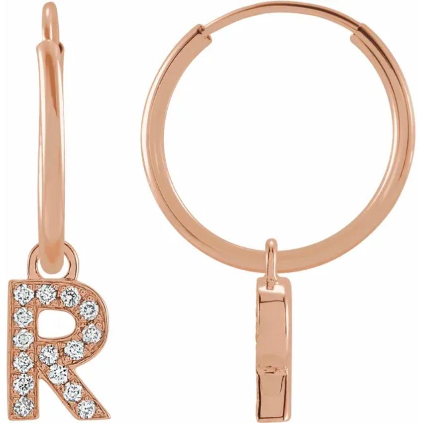Rose Gold Diaomond Hoop Earring