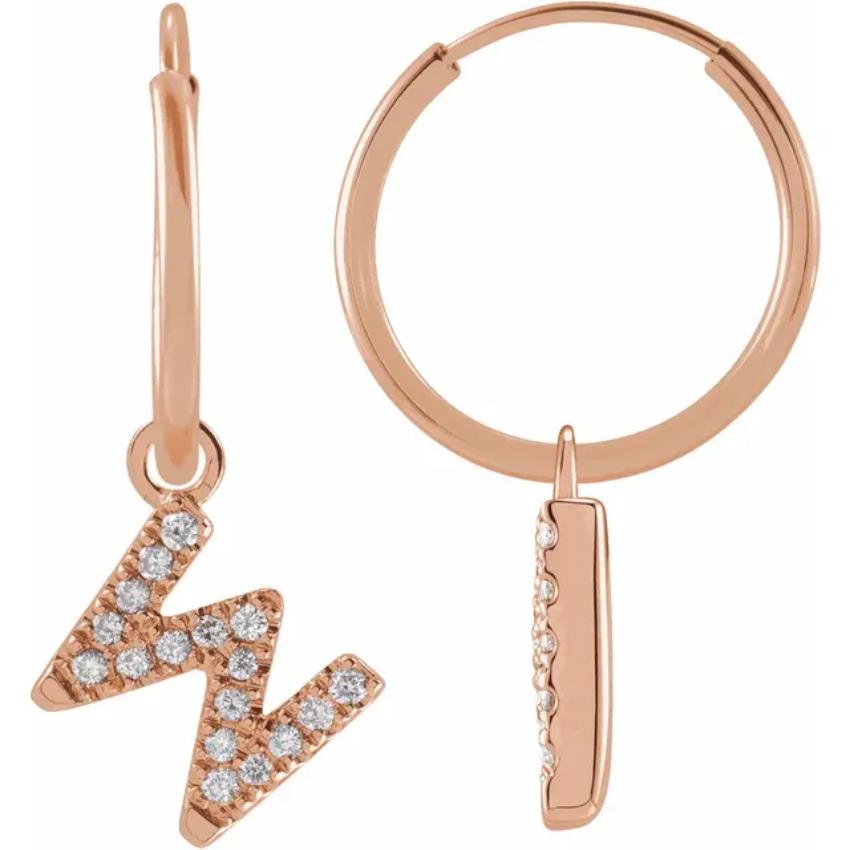 Rose Gold Diaomond Hoop Earring