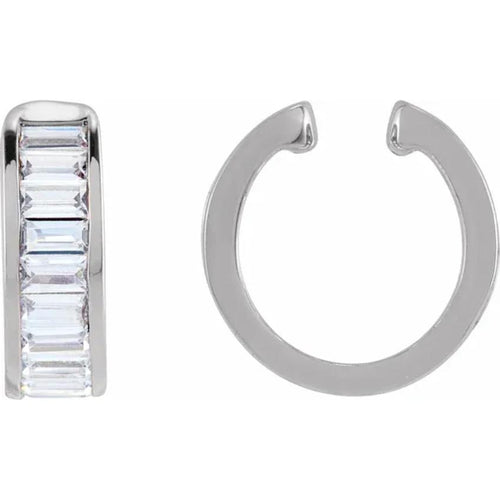 White Gold Straight Baguette Diamond Ear Cuff
