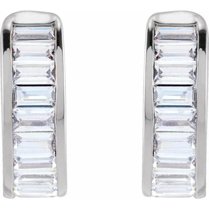 White Gold Straight Baguette Diamond Ear Cuff