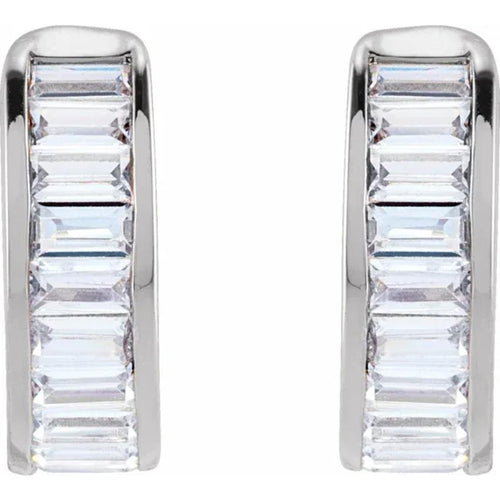 White Gold Straight Baguette Diamond Ear Cuff