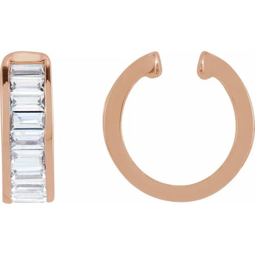 Rose Gold Straight Baguette Diamond Ear Cuff