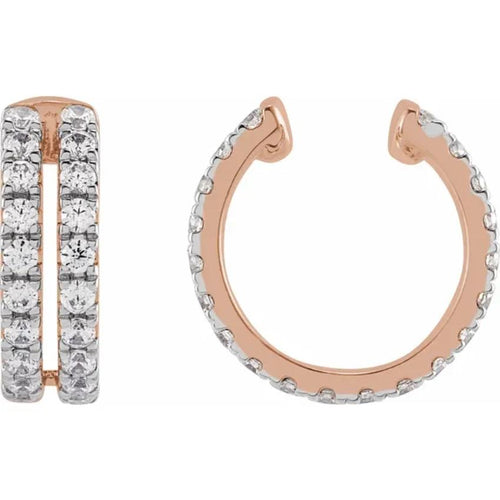 Rose Gold Round Diamond Ear Cuff