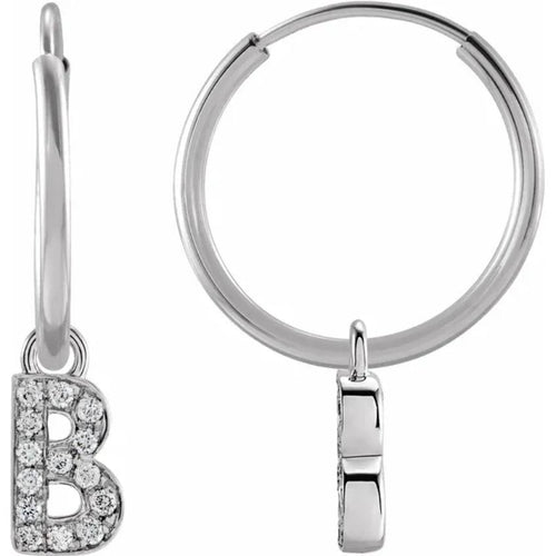 White Gold Diaomond Hoop Earring