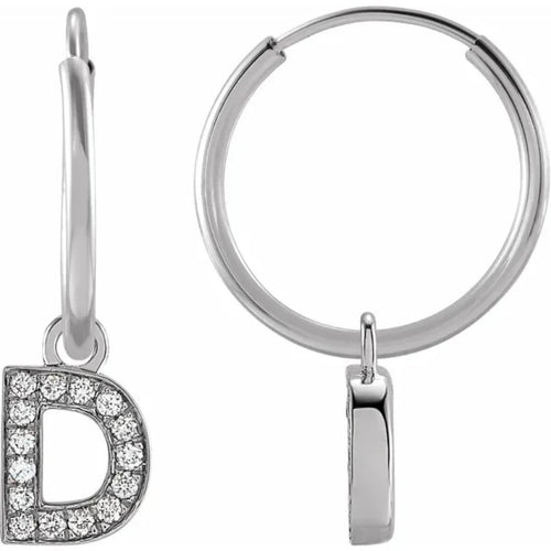 White Gold Diaomond Hoop Earring