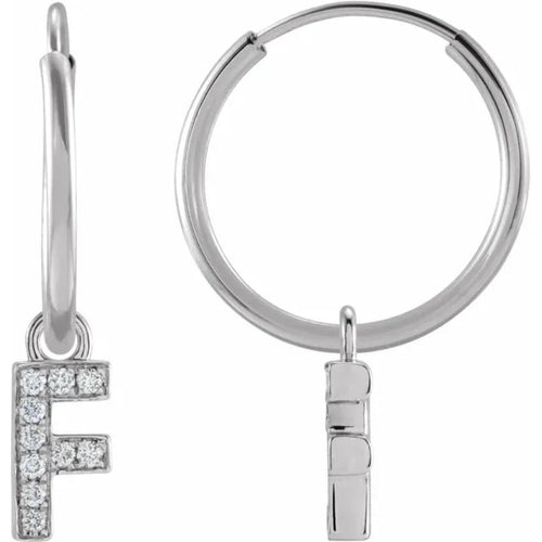 White Gold Diaomond Hoop Earring