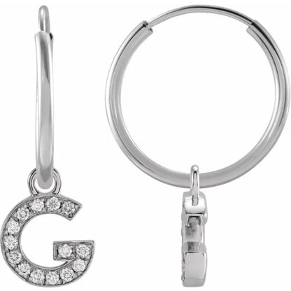 White Gold Diaomond Hoop Earring