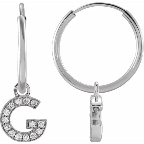 White Gold Diaomond Hoop Earring