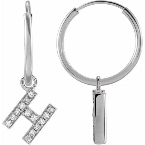 White Gold Diaomond Hoop Earring