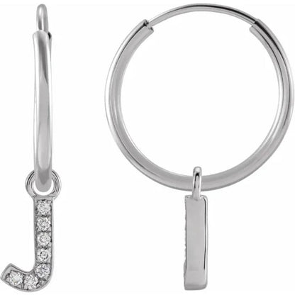 White Gold Diaomond Hoop Earring
