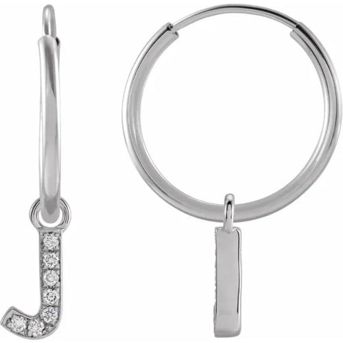 White Gold Diaomond Hoop Earring