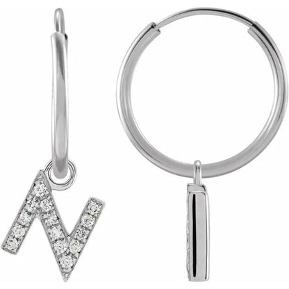 White Gold Diaomond Hoop Earring