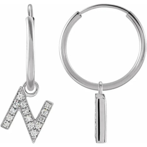 White Gold Diaomond Hoop Earring