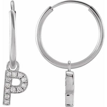 White Gold Diaomond Hoop Earring