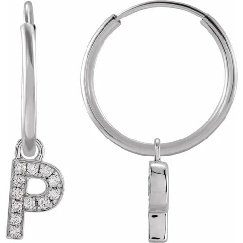 White Gold Diaomond Hoop Earring