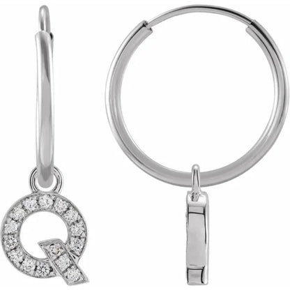 White Gold Diaomond Hoop Earring