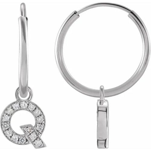 White Gold Diaomond Hoop Earring