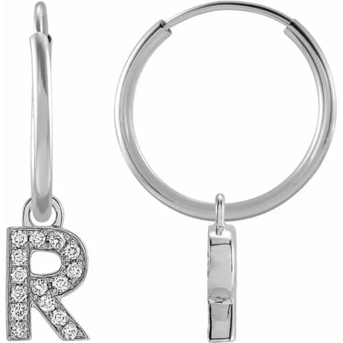 White Gold Diaomond Hoop Earring