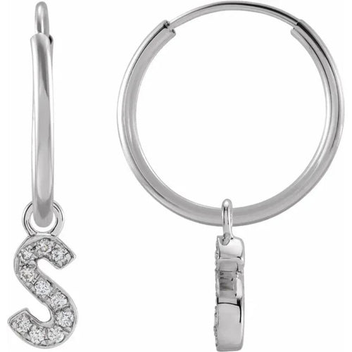 White Gold Diaomond Hoop Earring