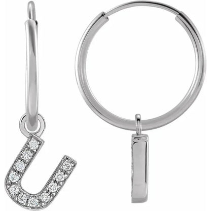 White Gold Diaomond Hoop Earring