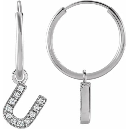 White Gold Diaomond Hoop Earring