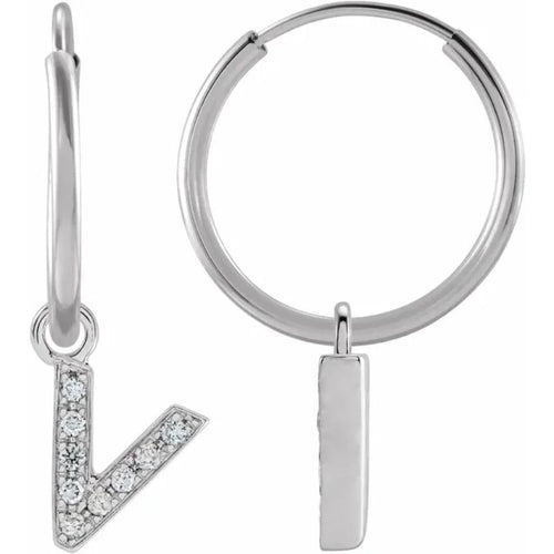 White Gold Diaomond Hoop Earring