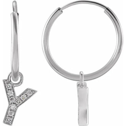 White Gold Diaomond Hoop Earring