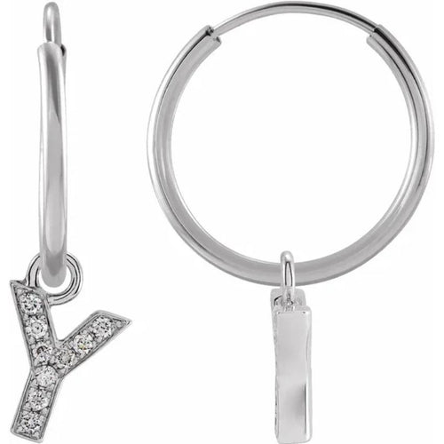 White Gold Diaomond Hoop Earring